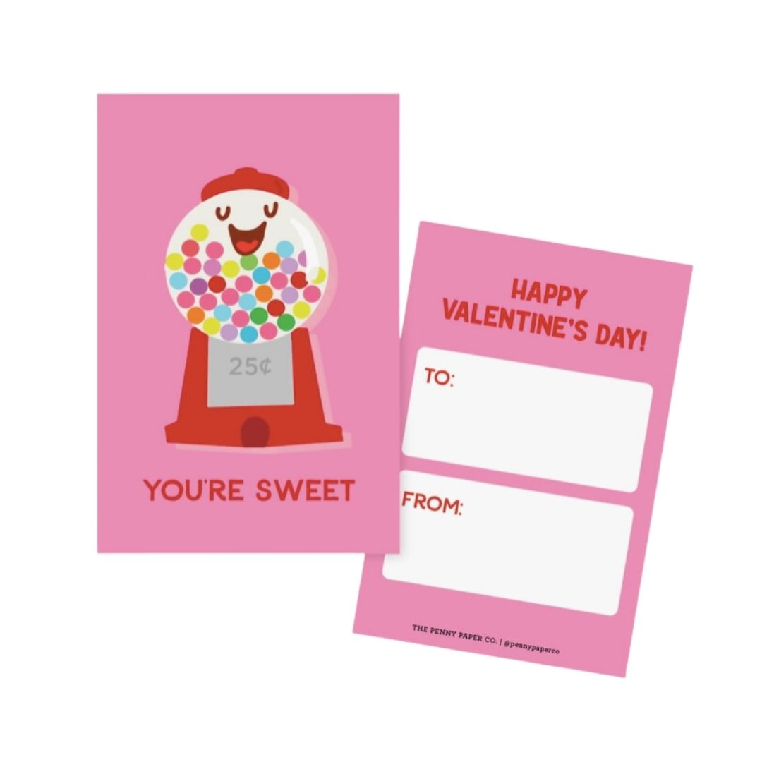 Gumball Machine Valentine Card Set