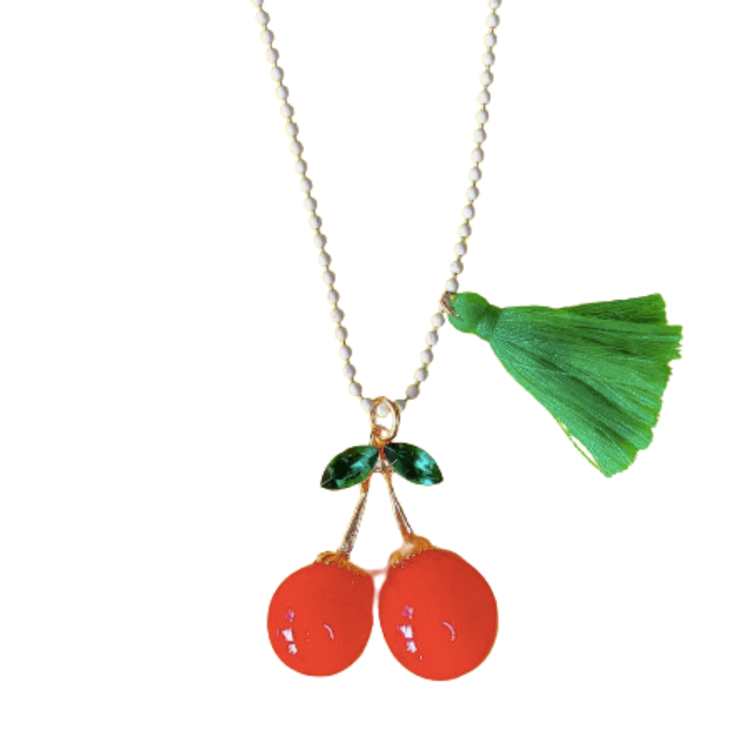 Sweet Rhinestone Cherries Kid&#39;s Necklace