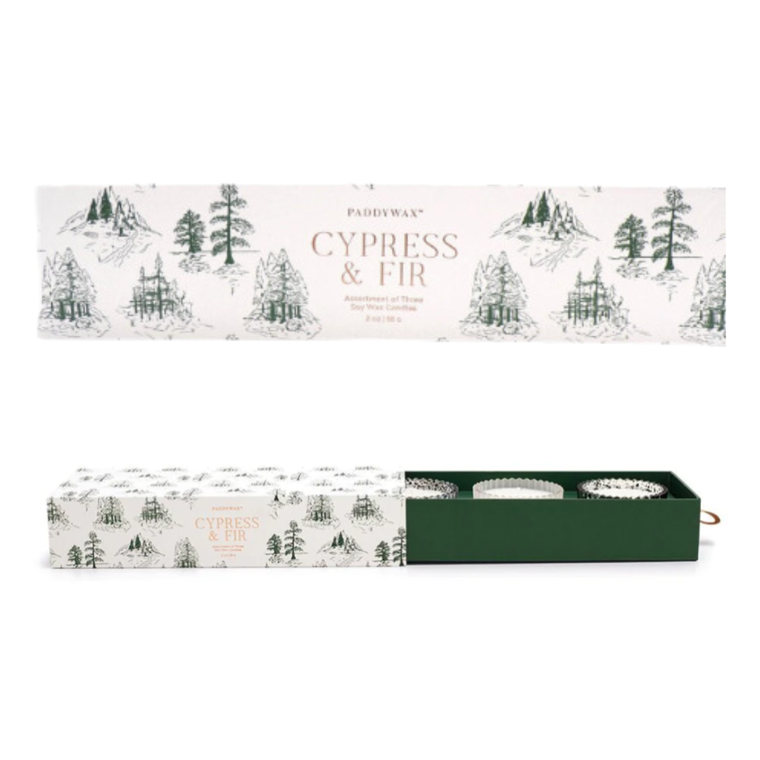 Cypress &amp; Fir Mercury Glass Candle Gift Set