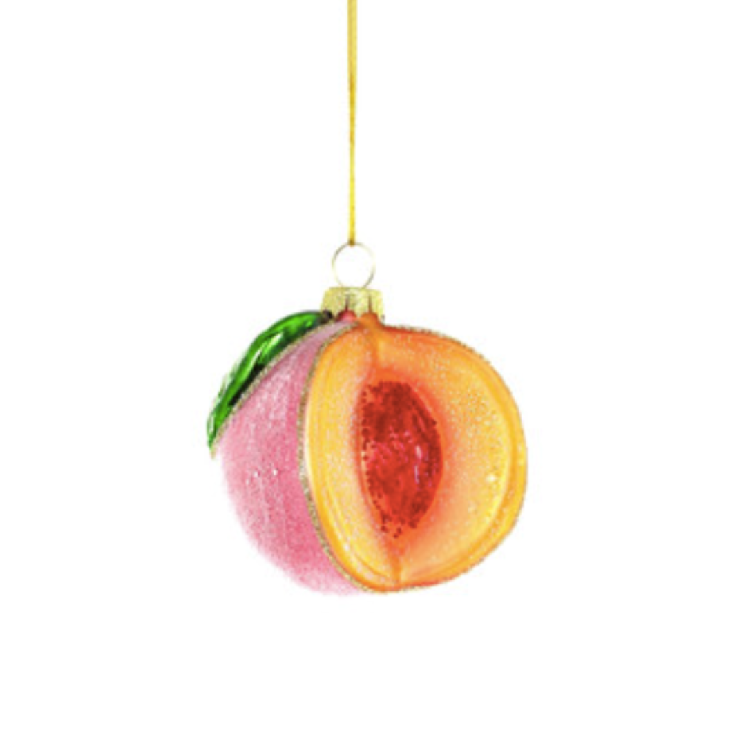 Sugared Peach Christmas Ornament