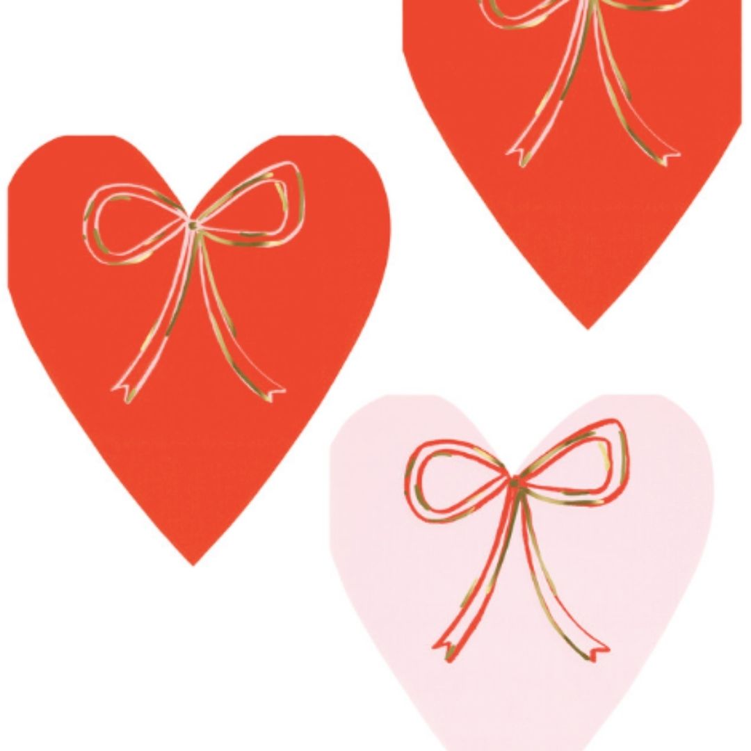 Heart with Fancy Bow Party Napkins