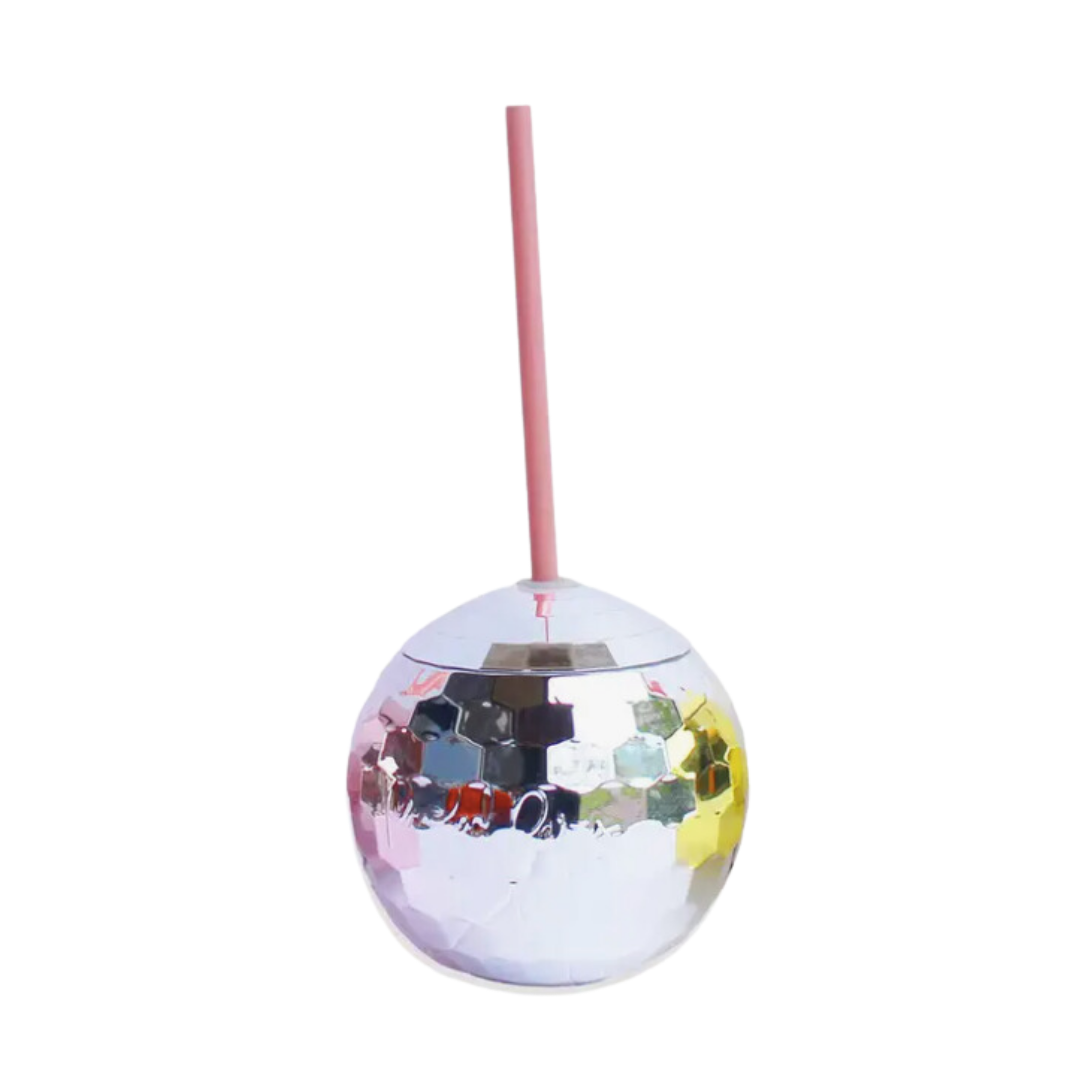 Silver Disco Ball Drink Sipper