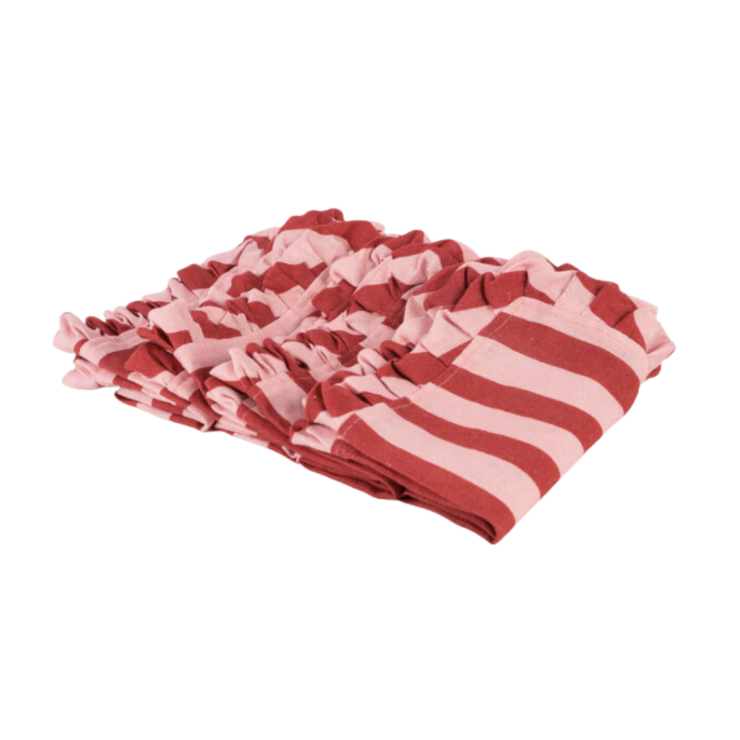Red &amp; Pink Linen Ruffle Napkins