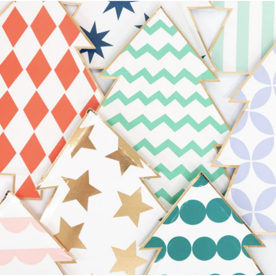 Holiday Pattern Tree Party Plates