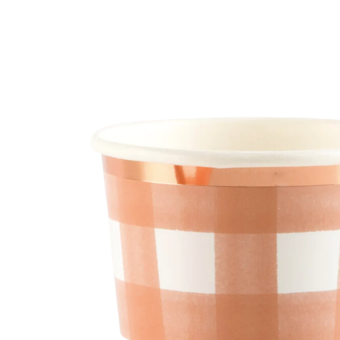 Pumpkin Spice Gingham Party Cups