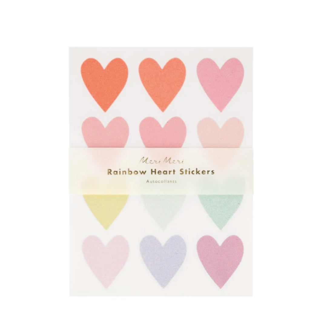 Rainbow Glitter Hearts Sticker Set