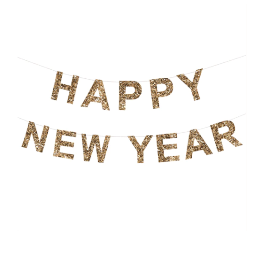 Happy New Year Glitter Party Banner