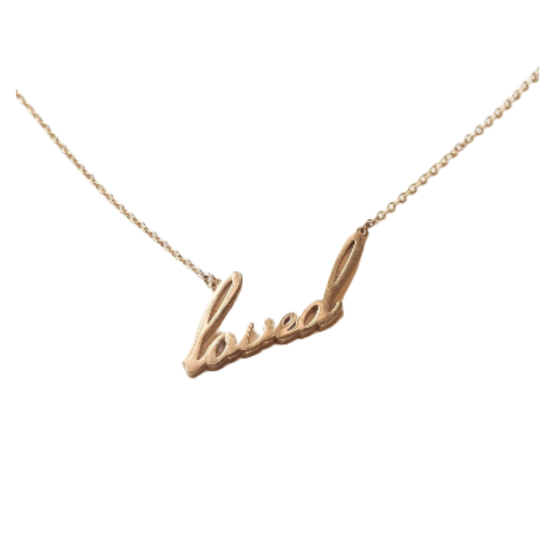 Loved Script Necklace by THATCH