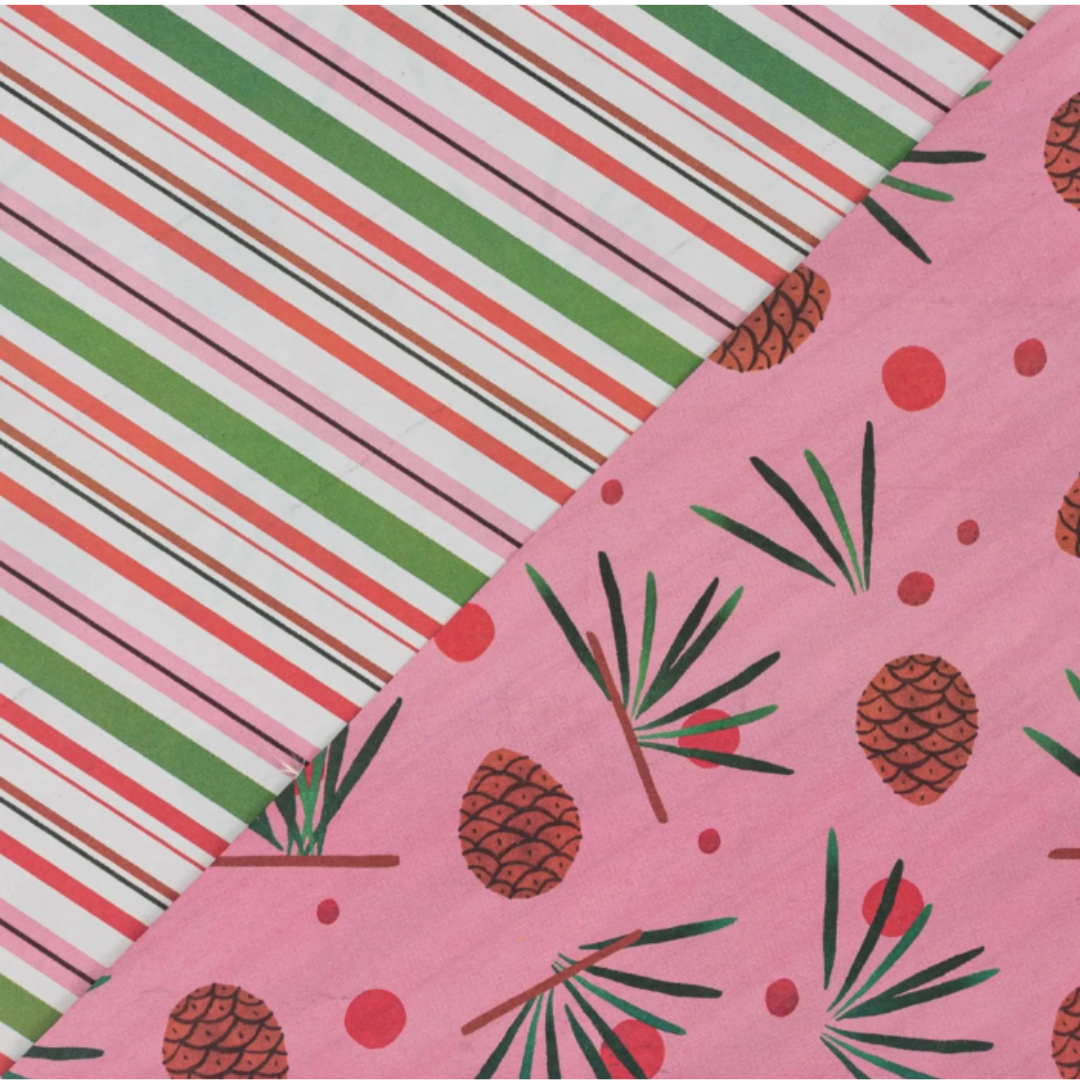 Pinecones in Pink Christmas Double Sided Wrapping Paper