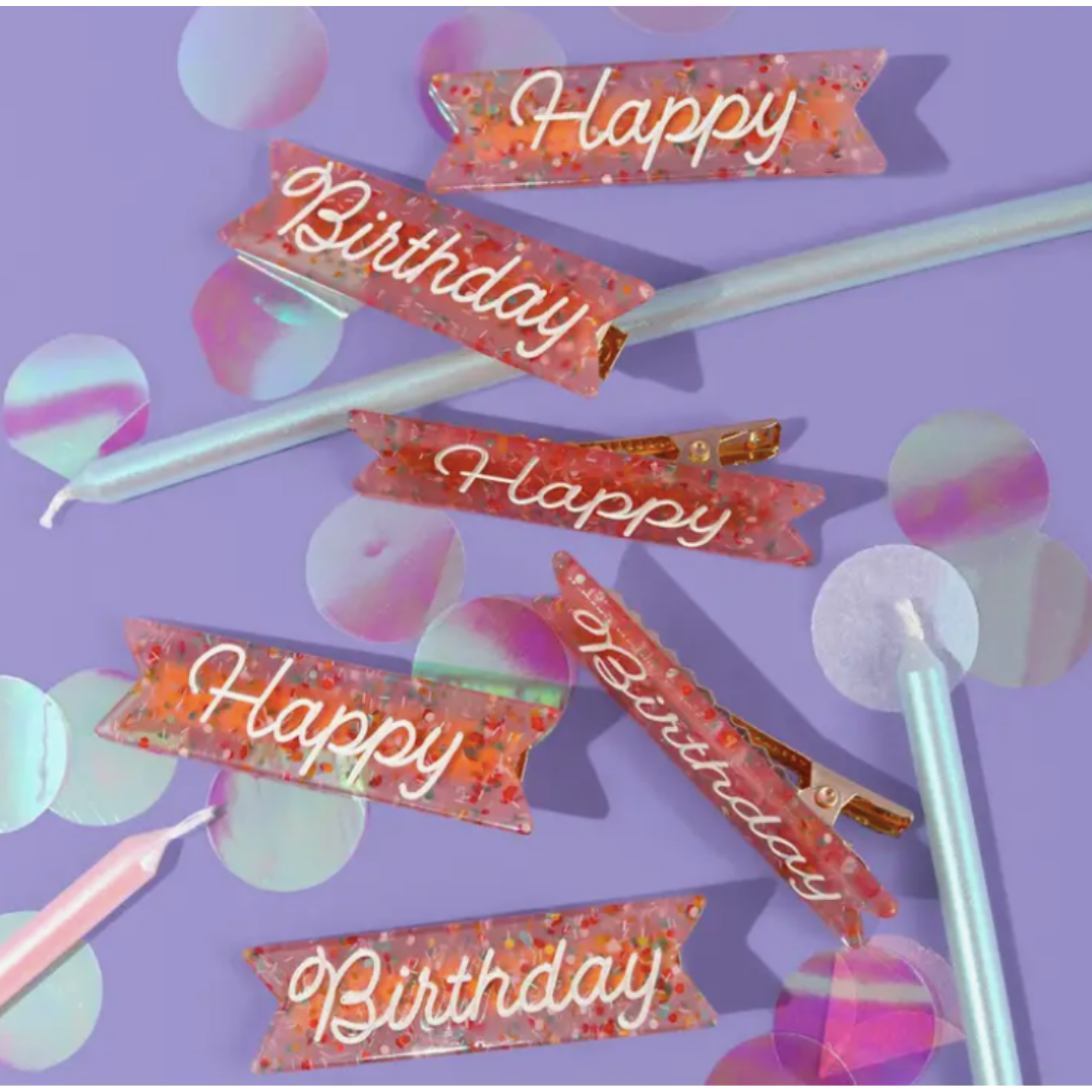 Happy Birthday Glitter Hair Clip Set