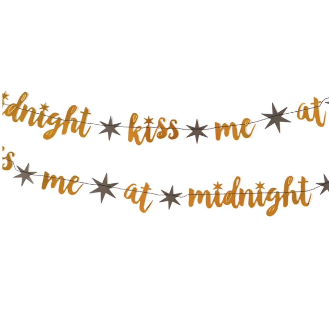 Kiss Me at Midnight New Year Party Banner