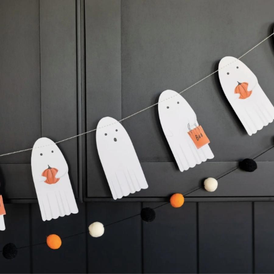 Ghost &amp; Pom Pom Halloween Banner