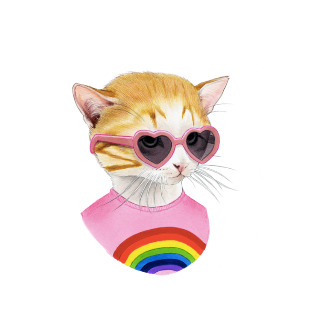 Cool Rainbow Cat Temporary Tattoo Set