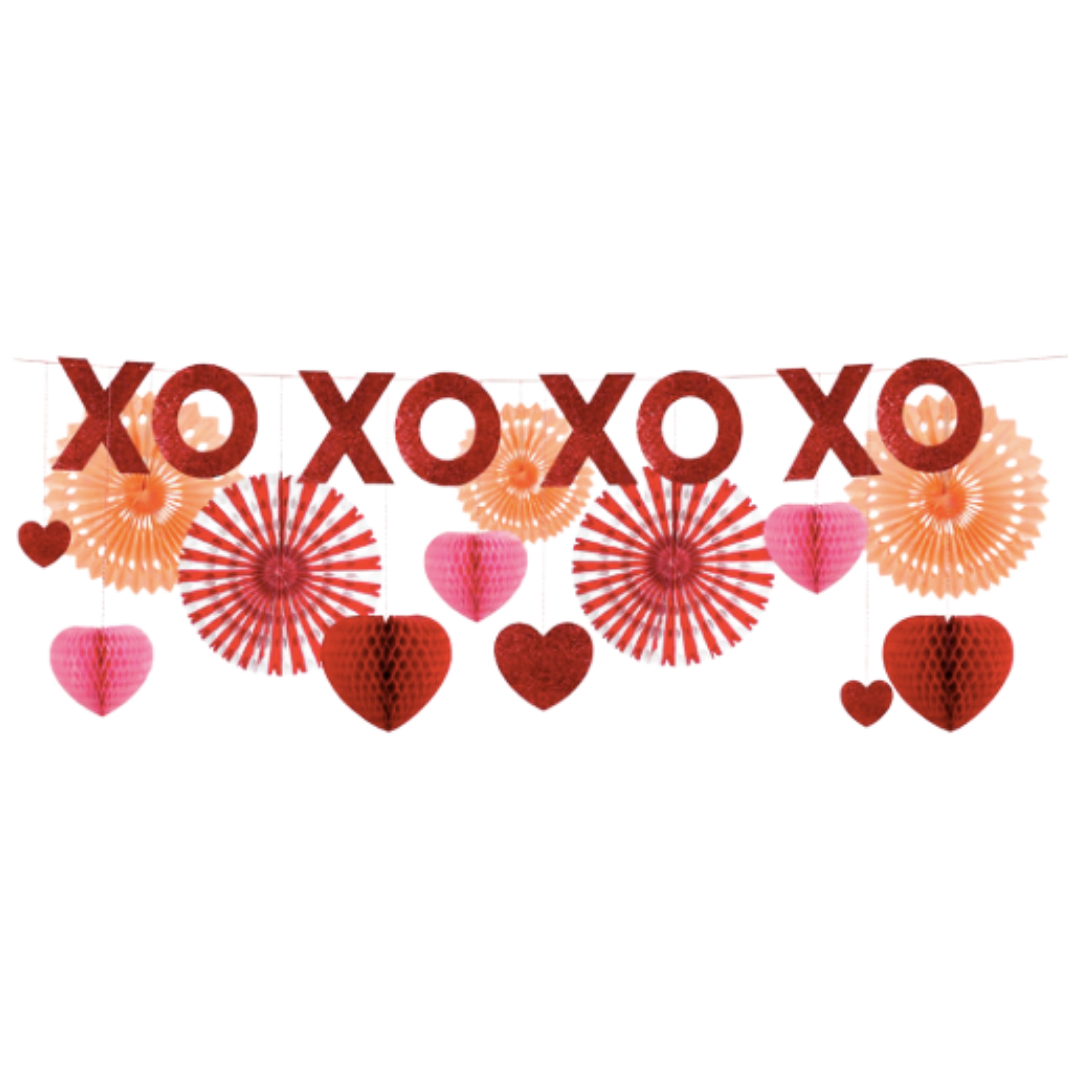 XOXO Hearts Honeycomb Garland