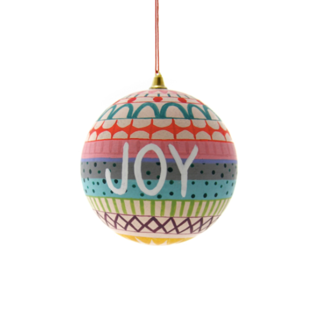 Rainbow Joy Handpainted Ball Ornament