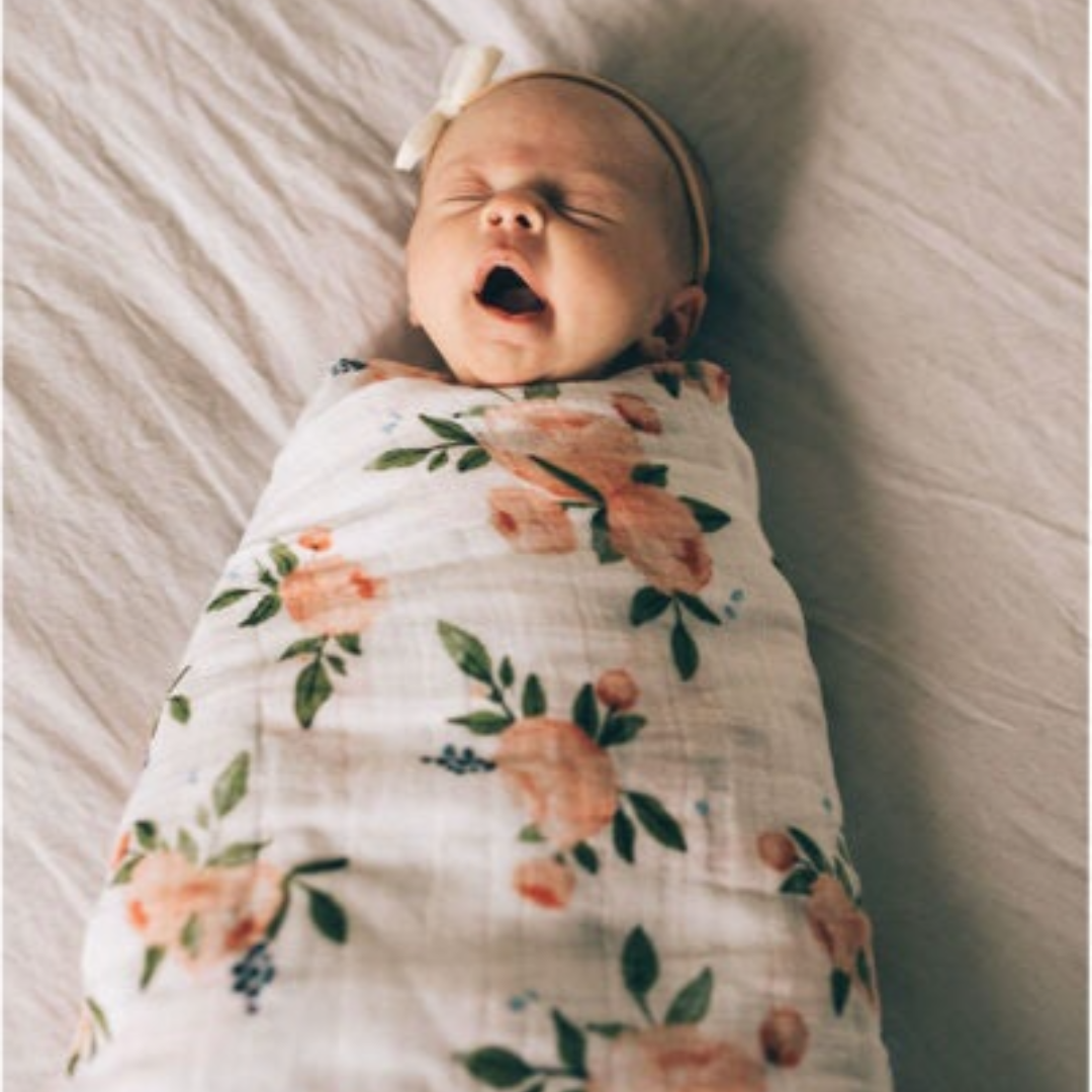 Pink Roses Cotton Muslin Swaddle Blanket