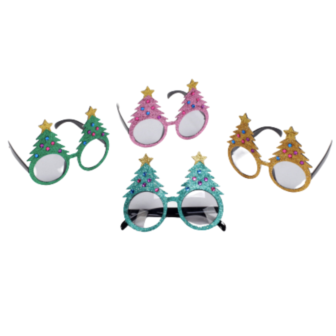 Glitter Christmas Tree Party Glasses